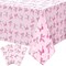 3 Pcs Pink Bow Tablecloth Coquette Birthday Party Princess Theme Decorations Disposable Plastic Table Cover Rectangle Large Ribbon for Girls Wedding Baby Shower Tea Party Bridal, 54 x 108 Inch